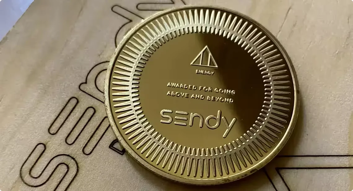 A Sendy medal engraved ‘awarded for going above and beyond’.
